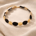 Collier ras du cou doré et noir femme, choker géométrique moderne