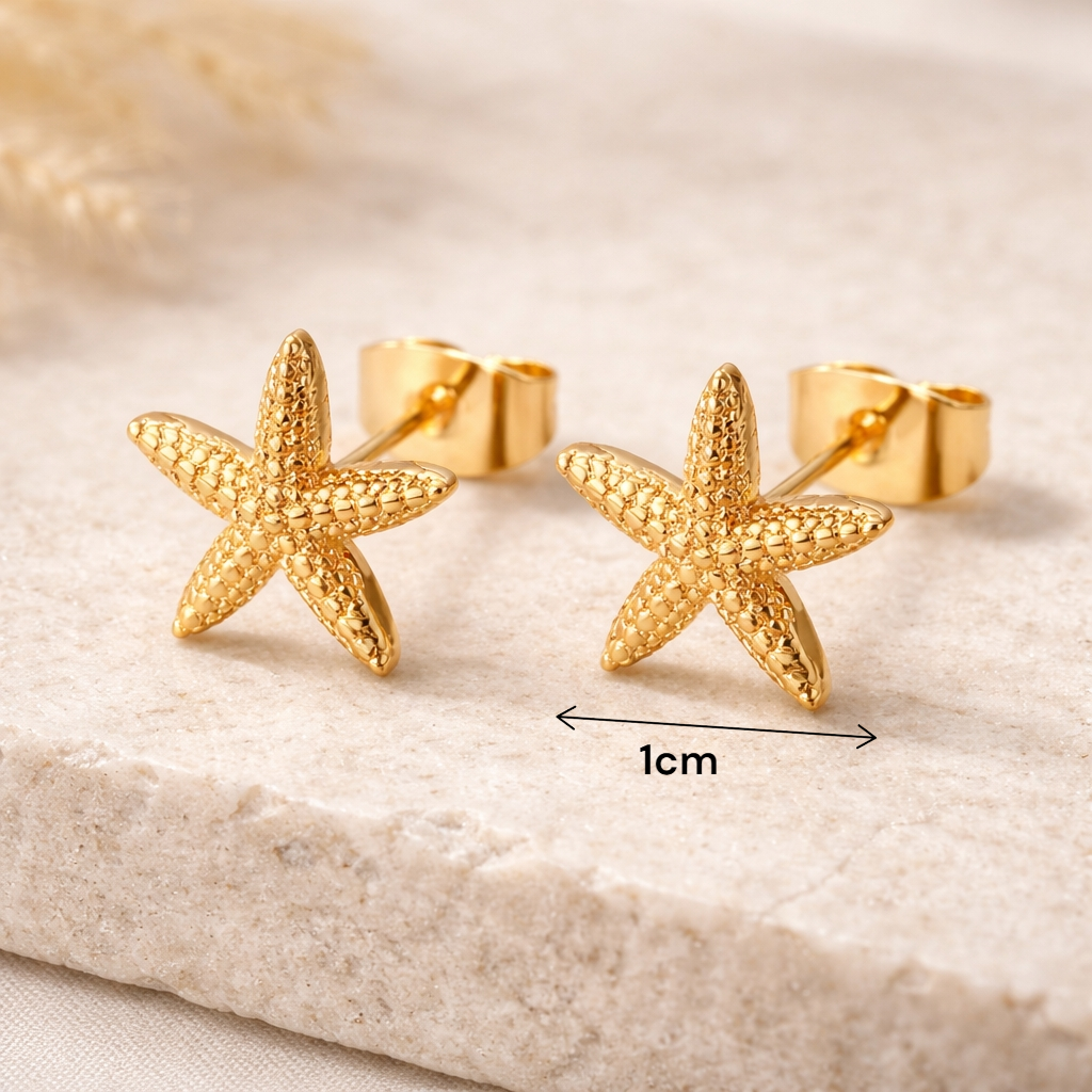 Clous d’oreilles étoile de mer dorés portés au quotidien style chic minimaliste