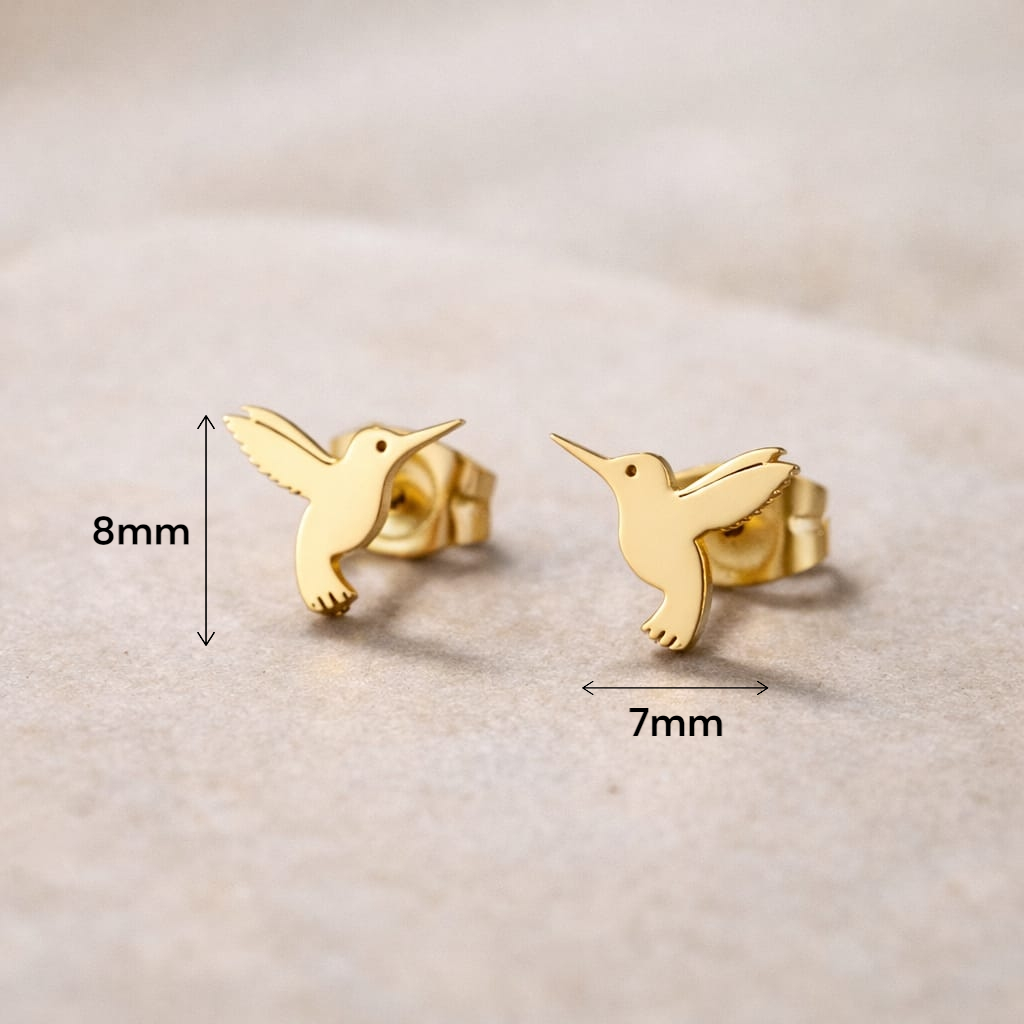 Clous d’oreilles oiseau doré style minimaliste, idée cadeau poétique et symbolique