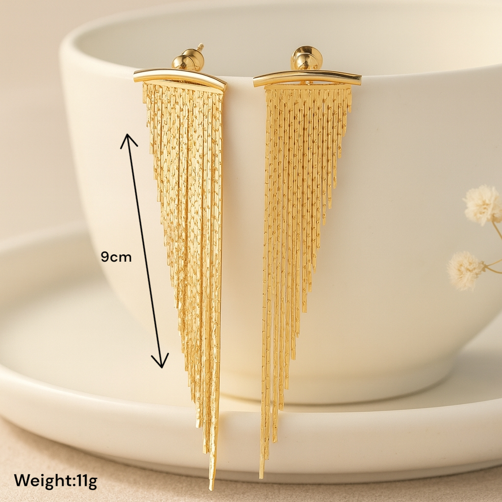 Boucles d’oreilles pendantes dorées style chic à porter pour une soirée