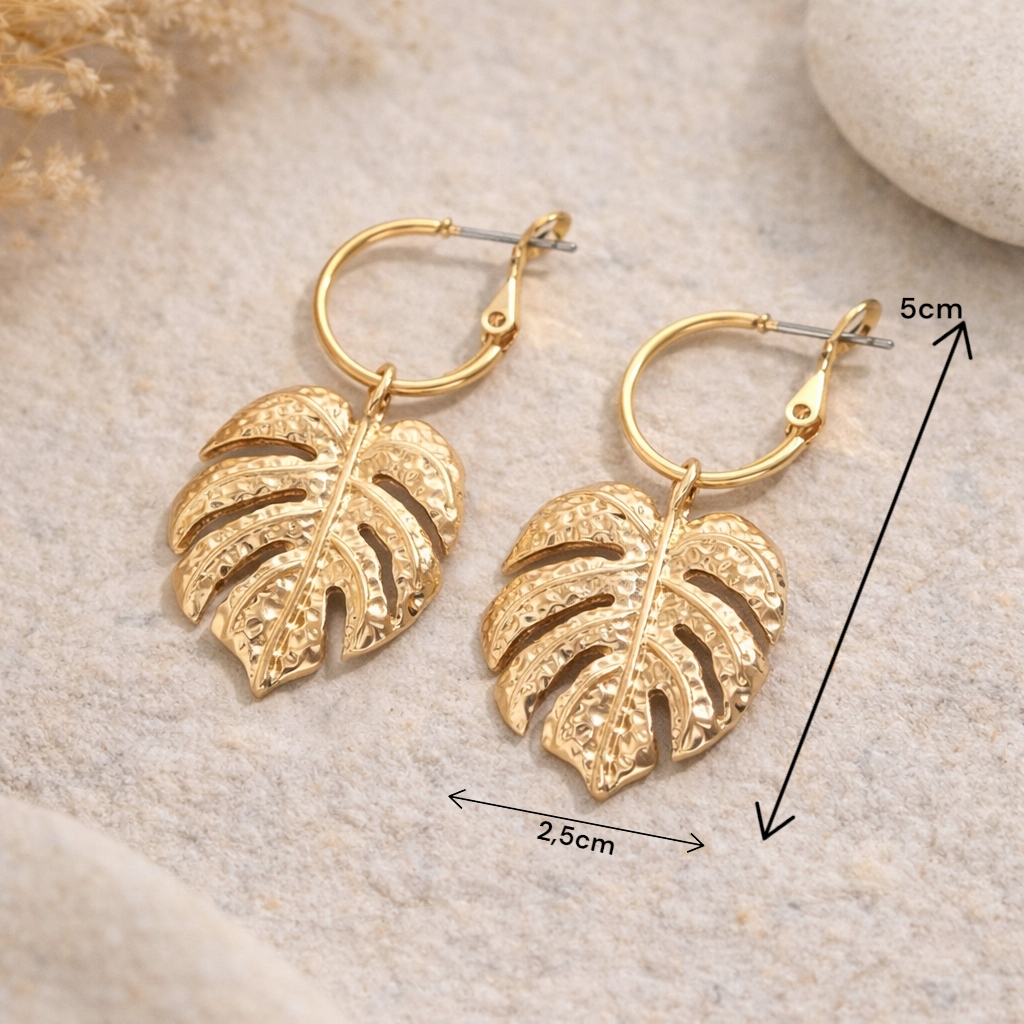 Boucles d'oreilles créoles dorées femme, bijou bohème chic pour tenue d'été