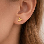 Boucles d’oreilles colibri dorées femme en acier inoxydable, clous minimalistes 8x7 mm