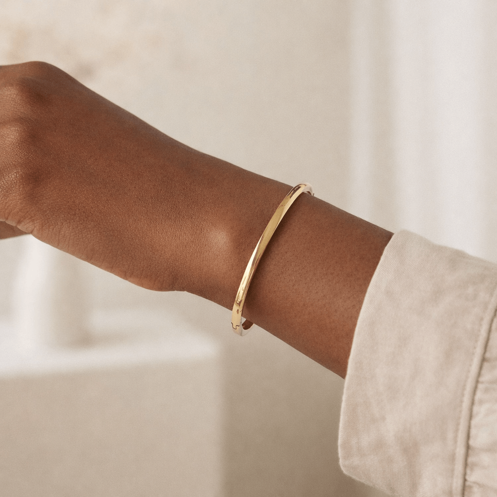 Bracelet jonc doré minimaliste femme en acier inoxydable 304