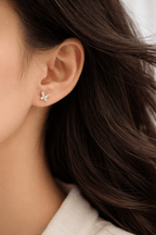 Boucles d’oreilles puces papillon dorées zircon transparent 1 cm