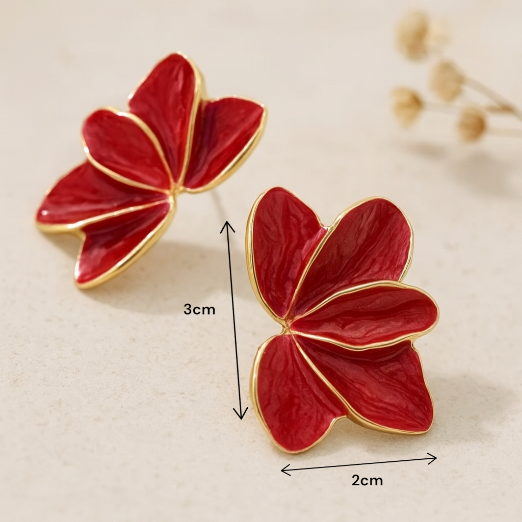 Boucles d’oreilles florales rouges élégantes à porter pour soirée ou événement