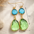 Boucles d'oreilles pendantes chic bleu vert pour femme à porter en journée ou soirée