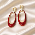 Boucles d oreilles ovales rouge et dore femme pendantes modernes