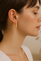 Boucles d oreilles rectangulaires dorees femme en acier inoxydable 316L 25x14 mm