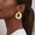 Boucles d’oreilles rondes dorées femme multicouches 4 cm